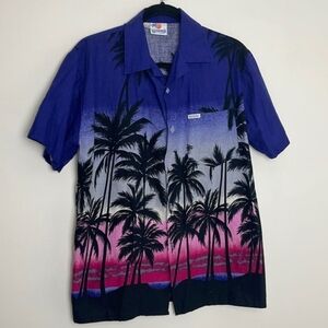 Vintage Windswept Bahamas Men's XL Tropical Hawaiian Button Down Shirt Purple